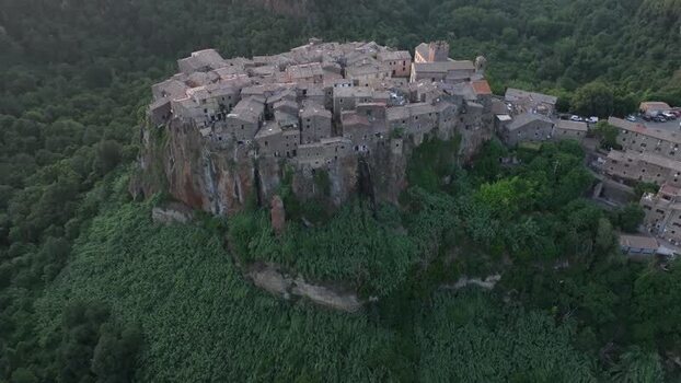 Aerial view of the historic hilltop village of Calcata Italy. Aerial view of the historic hilltop village of Calcata Italy.