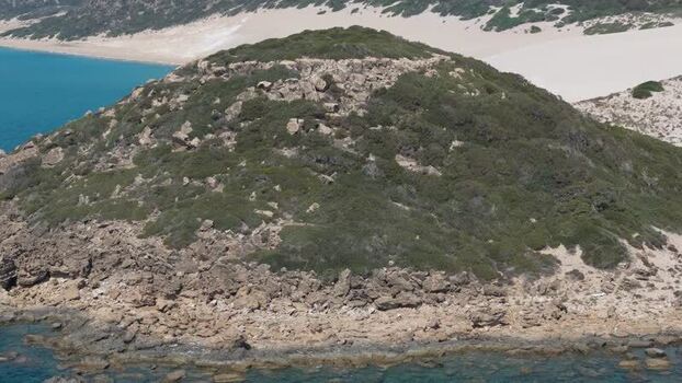 Aerial view of rocky coastal hill in Famagusta Northern Cyprus.
