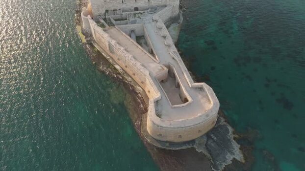 Aerial view of Castello Maniace on Ortigia Island Italy. Aerial view of Castello Maniace on Ortigia Island Italy.