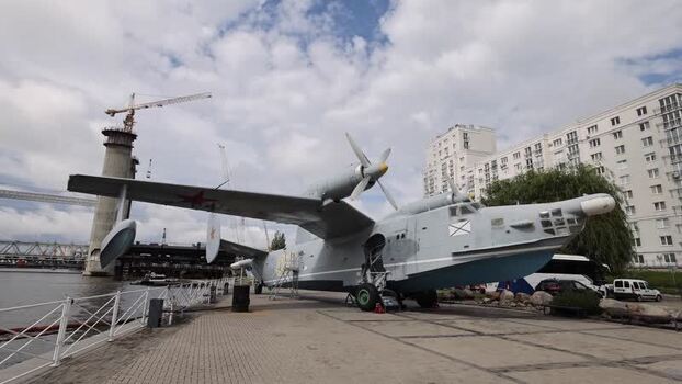 View of Beriev Be 12 seaplane in Kaliningrad Russia.
