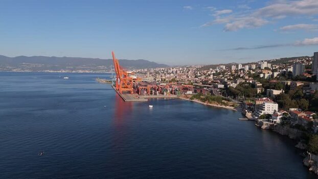 Aerial view of the port of Rijeka Croatia.