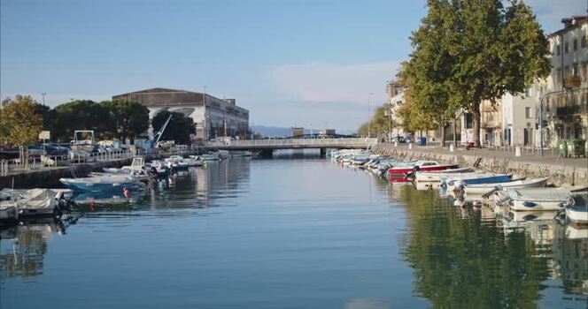 View of small boats moored in the canal of Rijeka Croatia. View of small boats moored in the canal of Rijeka Croatia.