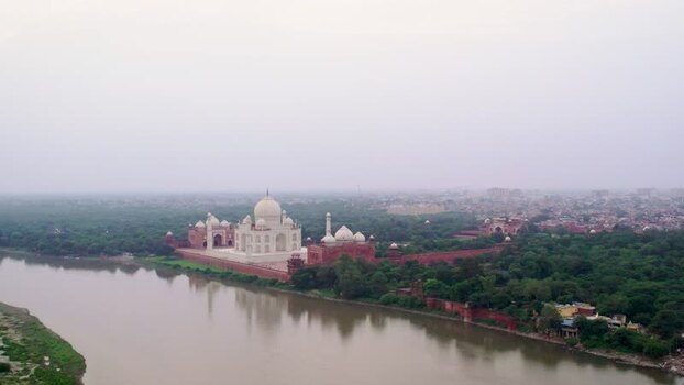 Aerial view of Taj Mahal in Agra India. Aerial view of Taj Mahal in Agra India.
