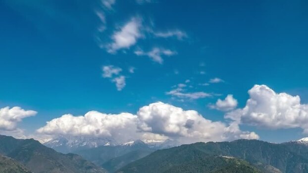 View of mountain peaks and clouds in Naran Pakistan.