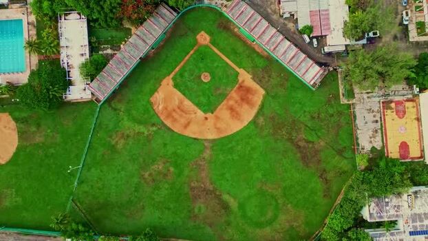 Aerial view of a baseball field and sports complex in Merida Mexico. Aerial view of a baseball field and sports complex in Merida Mexico.