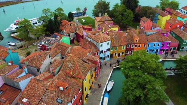 Aerial view of Burano island in Venice Italy. Aerial view of Burano island in Venice Italy.
