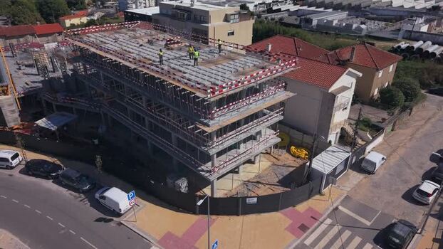 Aerial view of construction site in Barcelos Portugal.