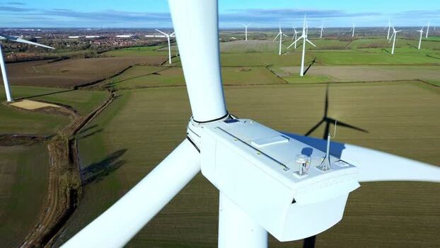 Aerial view of Wind farm in Burton Latimer United Kingdom.