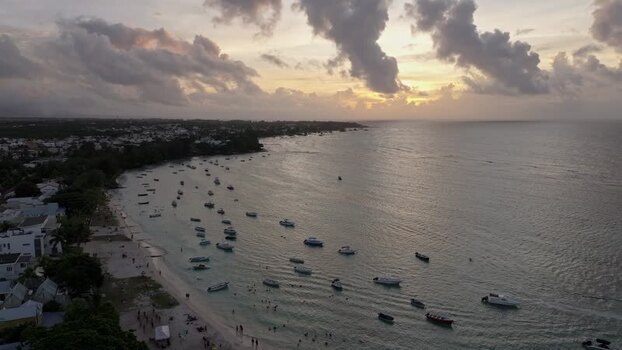 Aerial view of Cap Malheureux at sunset Mauritius.
