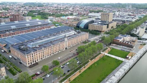 Aerial view of the Tour and Taxis historic site Belgium.