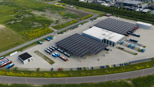 Purmerend Netherlands 15 June 2026 Aerial view of Electric Public Transport Charging Hub in Purmerend Purmerend Netherlands 15 June 2026 Aerial view of Electric Public Transport Charging Hub in Purmerend