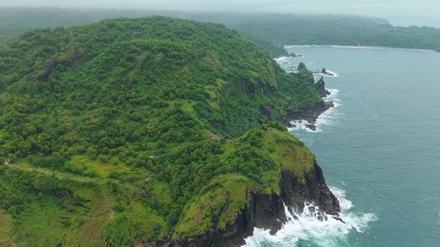 Aerial view of Bukit Pengilon cliffs Indonesia.