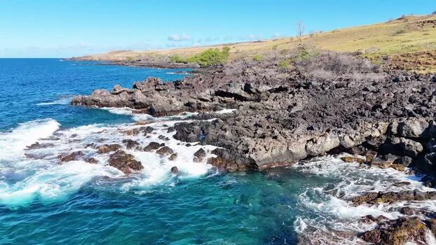 Aerial view of rocky coastline and ocean United States. Aerial view of rocky coastline and ocean United States.