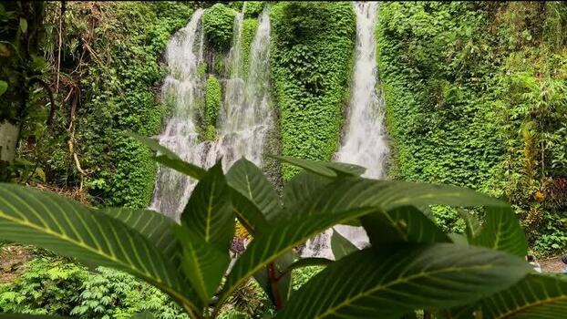 View of a cascading waterfall Indonesia.