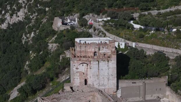 Aerial view of Moorish Castle in Gibraltar Gibraltar. Aerial view of Moorish Castle in Gibraltar Gibraltar.