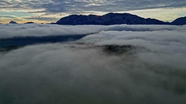 Aerial view of Attersee landscape Austria.