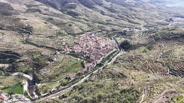 Aerial view of Cabezuela del Valle Spain.