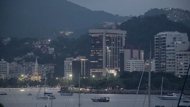 View of Aterro do Flamengo and city skyline at dusk Brazil. View of Aterro do Flamengo and city skyline at dusk Brazil.
