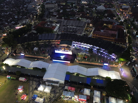 Aerial Night View of Event Setup at Al Baitul Amien Mosque Jember