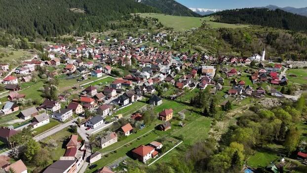 Aerial view of the village of Valaska Dubova Slovakia.