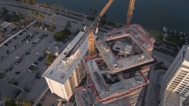 Aerial view of construction site in Miami Beach United States.