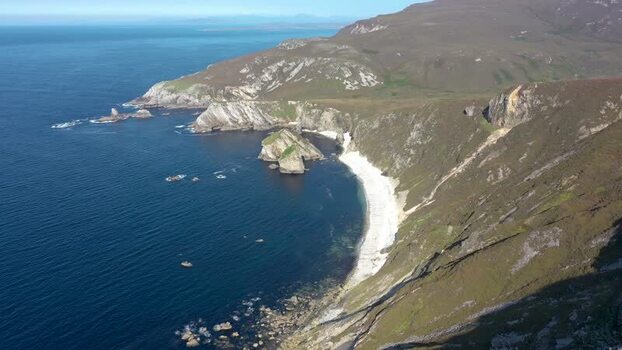 Aerial view of Glenlough Bay Ireland.