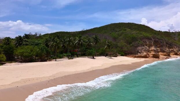 Aerial view of Pink Beach Indonesia. Aerial view of Pink Beach Indonesia.
