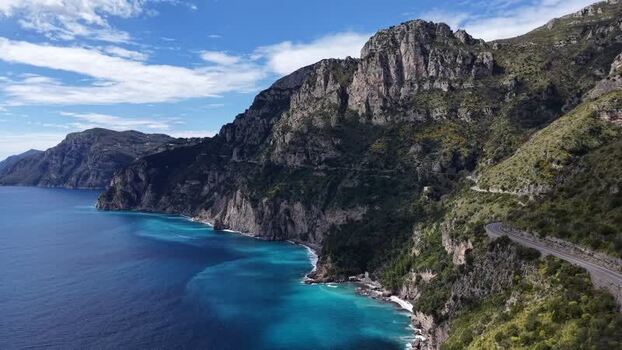 Aerial view of rocky coast near Via Nastro Azzurro Italy. Aerial view of rocky coast near Via Nastro Azzurro Italy.