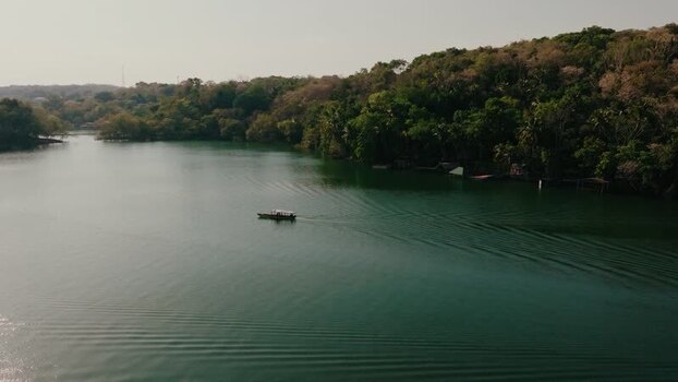 Aerial view of Island of Flores in Guatemala.
