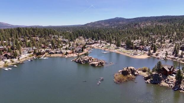 Aerial view of Big Bear Lake and surrounding forest United States. Aerial view of Big Bear Lake and surrounding forest United States.