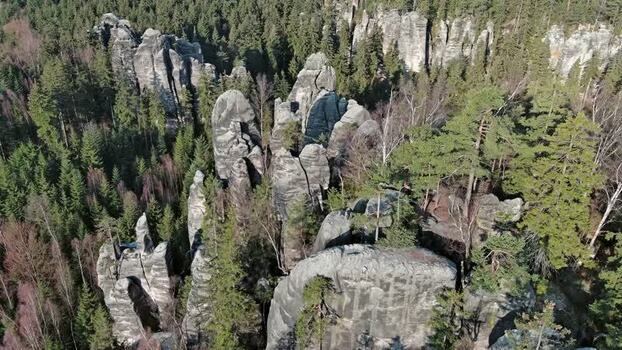 Aerial view of Adrspach Teplice Rocks in Czechia. Aerial view of Adrspach Teplice Rocks in Czechia.