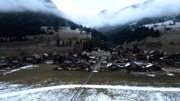 Aerial view of La Chapelle d Abondance France.