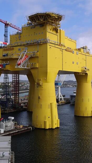 Aerial view of the DolWin epsilon offshore platform Norway.
