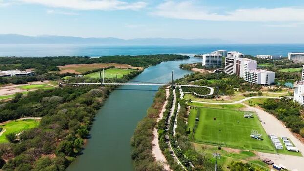 Aerial view of a bridge over river Mexico.