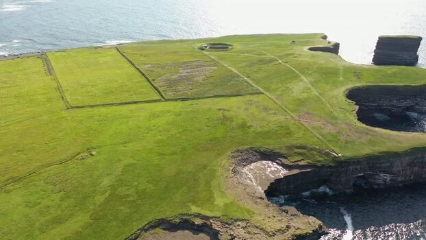 Aerial view of Dun Briste sea stack in Ballycastle Ireland. Aerial view of Dun Briste sea stack in Ballycastle Ireland.