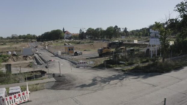 Aerial view of a construction site in Bessungen Germany.