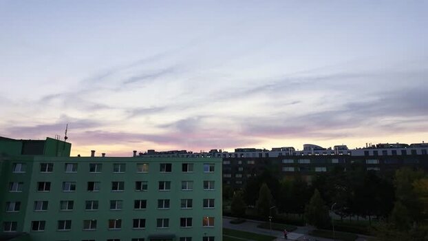 View of sunset over the city skyline in Olomouc Czechia.
