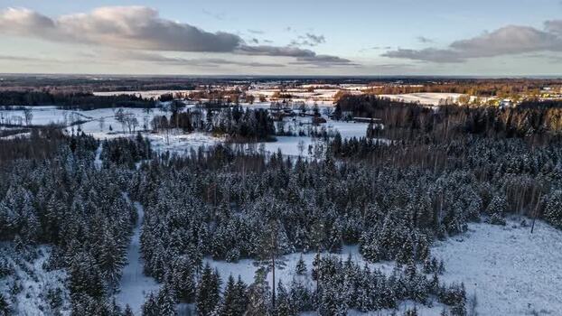 Aerial view of snowy forests and fields Latvia. Aerial view of snowy forests and fields Latvia.