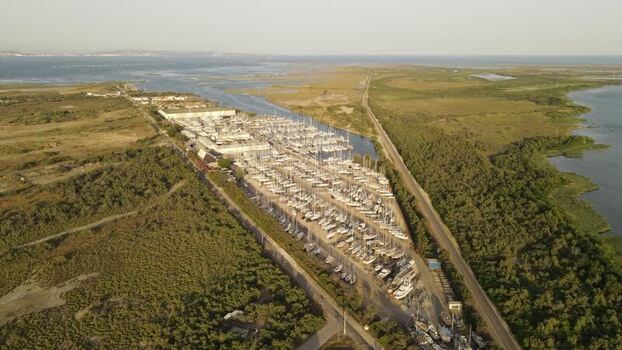 Aerial view of sailboats in a boatyard France. Aerial view of sailboats in a boatyard France.