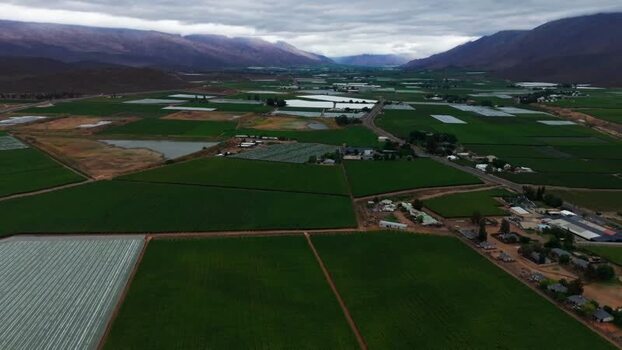 Aerial view of green fields and mountains South Africa. Aerial view of green fields and mountains South Africa.