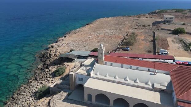 Aerial view of Apostolos Andreas Monastery Northern Cyprus.
