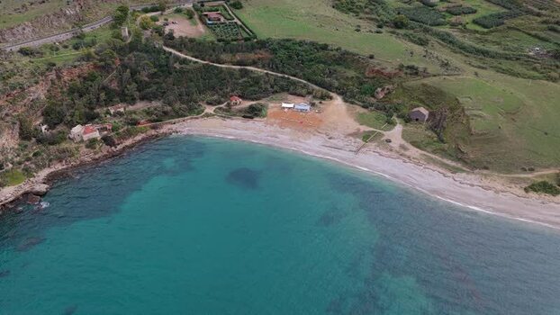 Aerial view of the coastline in Terrasini Italy.