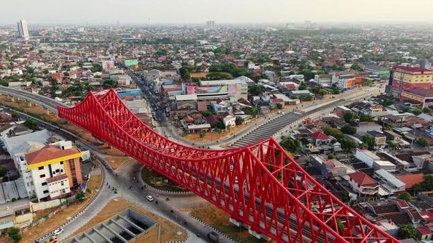 Aerial view of Jembatan Kereta Api Joglo in Surakarta Indonesia. Aerial view of Jembatan Kereta Api Joglo in Surakarta Indonesia.