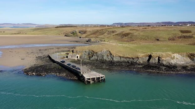 Aerial view of Ballyness Bay pier in Gortahork Ireland. Aerial view of Ballyness Bay pier in Gortahork Ireland.