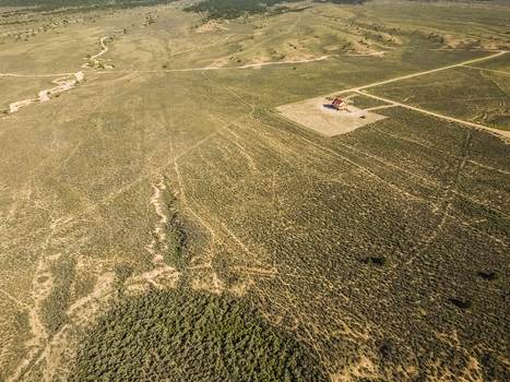 Aerial view of a lonely house in Utah USA