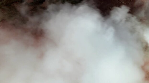 Aerial view of steam rising from Gunnuhver Geothermal Area Iceland.