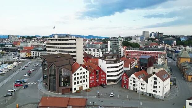 Aerial view of Stavanger harbor and city center Norway.