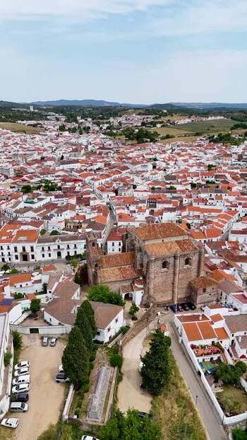 Aerial view of Iglesia de Nuestra Senora de la Consolacion Spain.