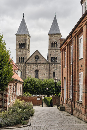 Viborg Denmark 07 August 2026 View of Viborg Cathedral with its twin towers historic brick architecture and a cobblestone path leading through a garden. Viborg Denmark 07 August 2026 View of Viborg Cathedral with its twin towers historic brick architecture and a cobblestone path leading through a garden.