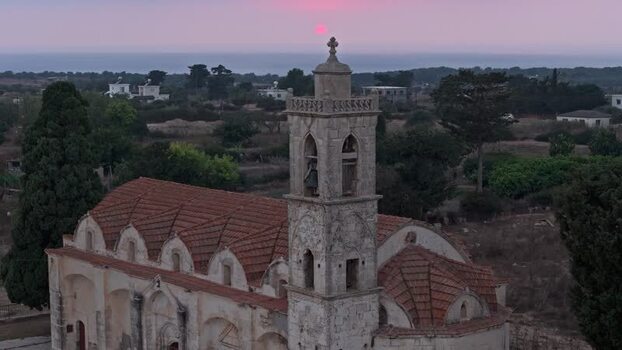 Aerial view of historic church in Famagusta Northern Cyprus.